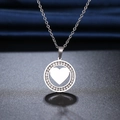 Verzilverde hart hanger ketting met strassteentjes en hol rond frame - Zilveren Stijl (N2245)