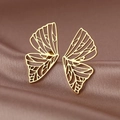 Elegante goldene hohle Schmetterlingsflügel-Ohrringe aus Edelstahl auf Seide - Gold N4233
