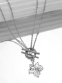 Detail of stainless steel necklace featuring OT toggle clasp and hollow maple leaf pendant - Silver Maple Leaf Style (C210)