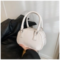 Chic off-white bowling handbag with glossy finish and top handles for women - Off-white