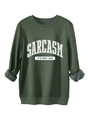 Detail of dark green sweatshirt showing gray fleece lining and ribbed cuffs for warmth - S / Army Green