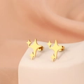Vergulde roestvrijstalen oorknopjes met drie sterren op een minimalistisch platform - Goud (N6451)