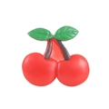Detailed view of handmade cherry napkin ring with glossy red fruits and green resin leaves - Cherry