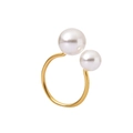 Elegant gold U-shaped napkin ring with dual high-luster pearls in a minimalist design - High Brightness Pearl (Gold)