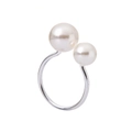 U-shaped gold napkin ring featuring high-luster dual pearls in a minimalist design - High Brightness Pearl (Silver)