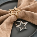Sparkling rhinestone star napkin rings in gold and silver finish for table decor - Star Style / Gold