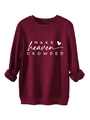 Dettaglio della felpa bordeaux in pile con stampa bianca MAKE heaven CROWDED - S / Borgogna