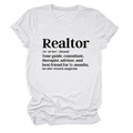 Dettaglio di una maglietta bianca in cotone con stampa grafica creativa Realtor - Bianco (Carattere Nero)