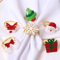 Set di 6 portatovaglioli natalizi con Babbo Natale, fiocco di neve e albero dorato - Mix di 6 Stili a Tema Natalizio