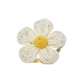 Handcrafted woven flower napkin ring with white petals and golden metal holder for tables - White Flower