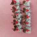 Set of 10 Christmas napkin rings with frosted pine needles, cones and red berries - Mini Christmas Accessory Gift Box Decoration