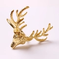 Rond de serviette tête de renne en métal doré avec finition texturée pour décor de Noël - Doré