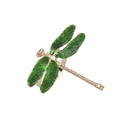 Golden dragonfly napkin ring with green enamel wings for elegant table decor settings - Green
