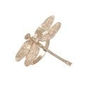 Golden dragonfly napkin ring with green enamel wings and textured metal for table decor - Gold