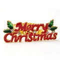 Golden Merry Christmas napkin ring with red enamel and holly leaves set on white - Red Font with Gold Alloy