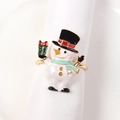 Servilletero dorado con un muñeco de nieve de esmalte colorido y regalo navideño - Muñeco de Nieve Estilo 1