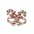 Christmas candy cane napkin ring with red bow and gold metal ring for festive tables - Gold