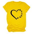 Close-up of yellow crew neck T-shirt with I love PT physical therapy heart graphic - Yellow (Black Font)