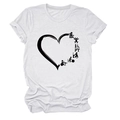 Detailed view of white cotton T-shirt featuring black heart and physical therapy PT print - White (Black Font)