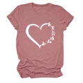 Detail of crew neck t-shirt featuring a white heart PT graphic on dusty rose fabric - Rose Gold (White Font)