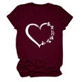 Detail of burgundy T-shirt showing round neck and PT theme heart graphic print - Wine Red (White Font)