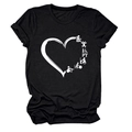 Detailed view of women's black round neck T-shirt with white heart PT medical print - Black (White Font)