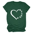 Detail of physical therapy heart print on a dark green crew neck cotton t-shirt - Retro Green (White Font)