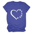 Close-up of heather blue t-shirt featuring white physical therapy heart graphic print - Retro Blue (White Font)