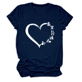 Close-up of heart print with PT physical therapy icons on navy blue round neck t-shirt - Navy Blue (White Font)