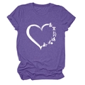 Detail of purple crew neck T-shirt featuring a heart and Physical Therapy PT print - Purple (White Font)