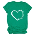 Detailed close-up of green crew neck T-shirt with white PT heart graphic print - Dark Green (White Font)