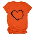 Detail of soft orange crew neck t-shirt featuring black Physical Therapy heart graphic - Orange (Black Font)