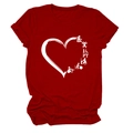 Red crew neck T-shirt with heart graphic and physical therapy PT icon design - Red (White Font)