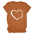 Detailed close-up of rust orange T-shirt with heart graphic and PT physical therapy icons - Burnt Orange (White Font)