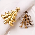 Servilleteros de árbol de Navidad en oro y plata para decoración de mesa de vacaciones - Árbol de Navidad de Diamante de Color