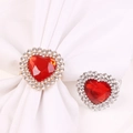 Ronds de serviette cœur rouge avec strass pour décoration de table de Saint-Valentin - Cœur Rouge Anneau Doré (Fig 2)