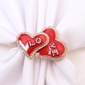 Sparkling red enamel heart napkin ring with LOVE rhinestone crystals for table decor - Red Heart LOVE
