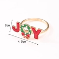 Golden Joy Christmas napkin ring with rhinestone wreath design and 4.5cm width dimension - JOY Letter Wreath Style / Gold