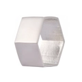 Modern silver hexagonal napkin ring with polished metal finish for elegant table decor - Silver Hexagonal Column