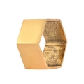 Modern gold hexagonal napkin ring with polished exterior and textured inner surface - Gold Hexagonal Column
