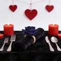 Handmade dark blue rose napkin ring with woven base for romantic Valentine's Day table setting - Blue Rose Style