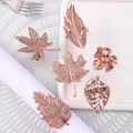 Rose gold maple leaf napkin rings set with five different elegant metal leaf designs - Rose Gold Maple Leaf