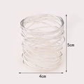 Macro shot of silver wire mesh napkin ring showing 5cm height and 4cm diameter dimensions - Silver Metal Wire Woven Napkin Ring