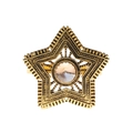 Vintage gold star napkin ring with embossed texture and champagne crystal center - Antique Gold Star Style