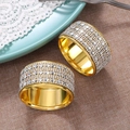 Golden rhinestone napkin rings set for elegant wedding and hotel dining table decoration - Gold