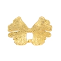 Elegant gold ginkgo leaf napkin ring with intricate vein texture on a white background - Gold