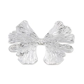 Polished silver ginkgo leaf napkin ring with intricate vein texture on white background - Silver
