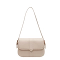 Bolso de silla beige minimalista en cuero PU mate con detalles de anillos metálicos oro - Blanco
