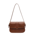 Bolso de montura marrón caramelo retro en cuero liso con detalles de correa anudada - café