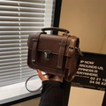 Vintage dark brown crossbody satchel bag with matte finish and top handle style - 20*7*16cm / Brown
